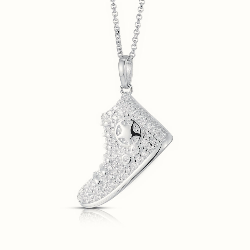 Sterling Silver CZ Set BasketBall Boot Pendant – APD184