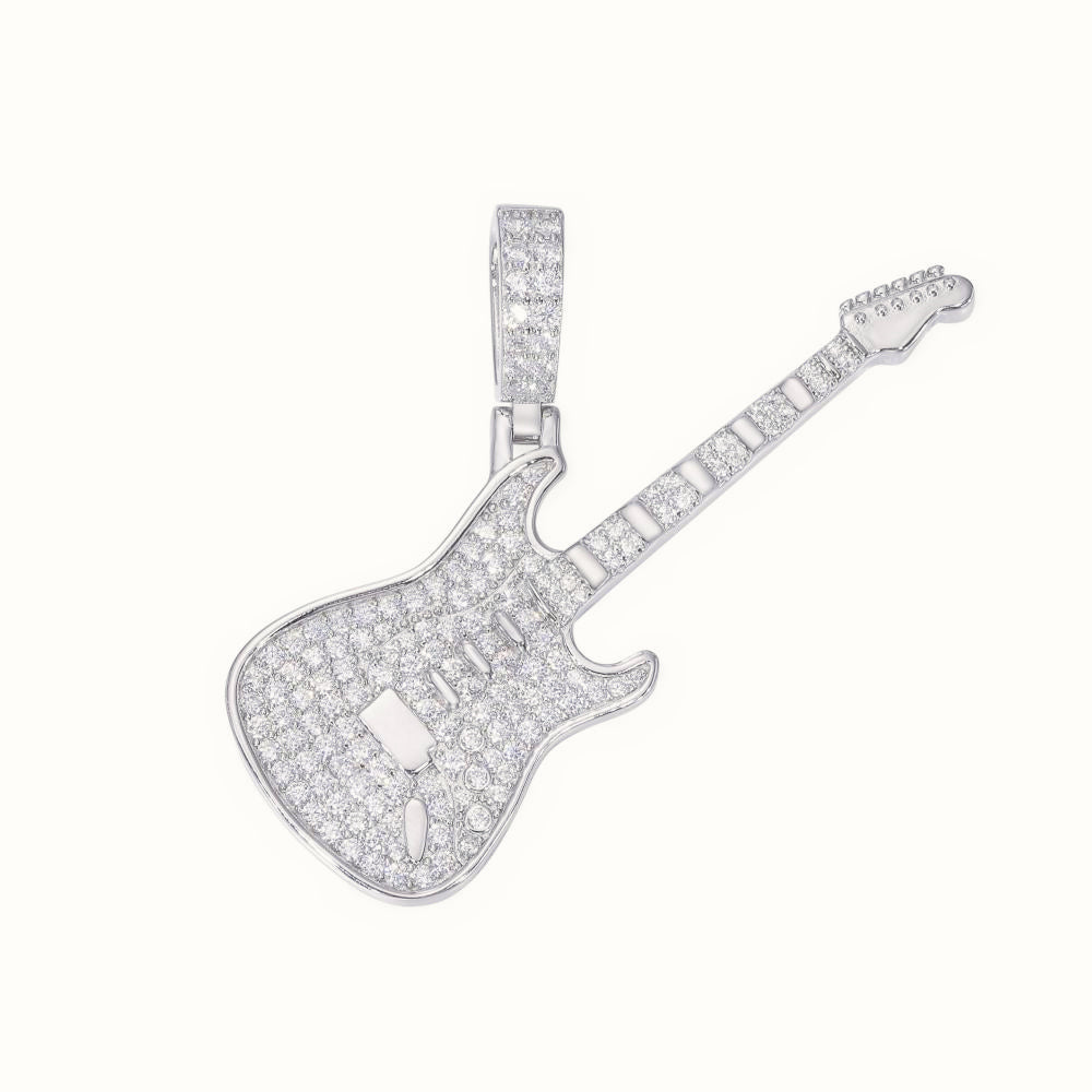 Sterling Silver CZ Set Guitar Pendant – APD190