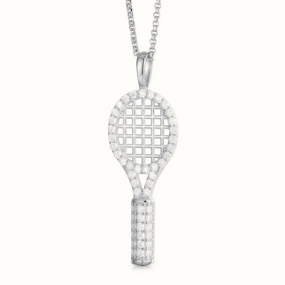 Sterling Silver CZ Set Racquet Pendant – APD191