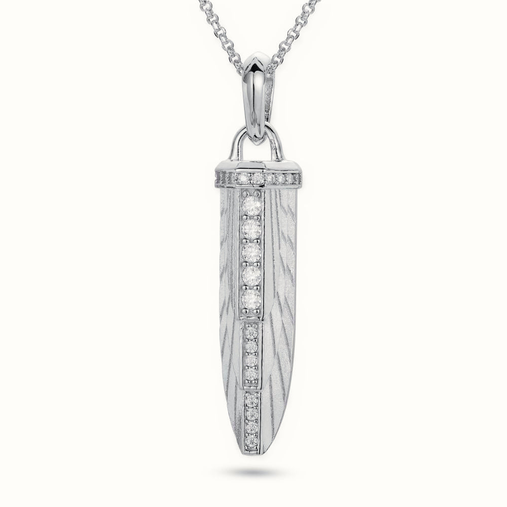 Sterling Silver CZ Set Empire Amulet Pendant – APD193