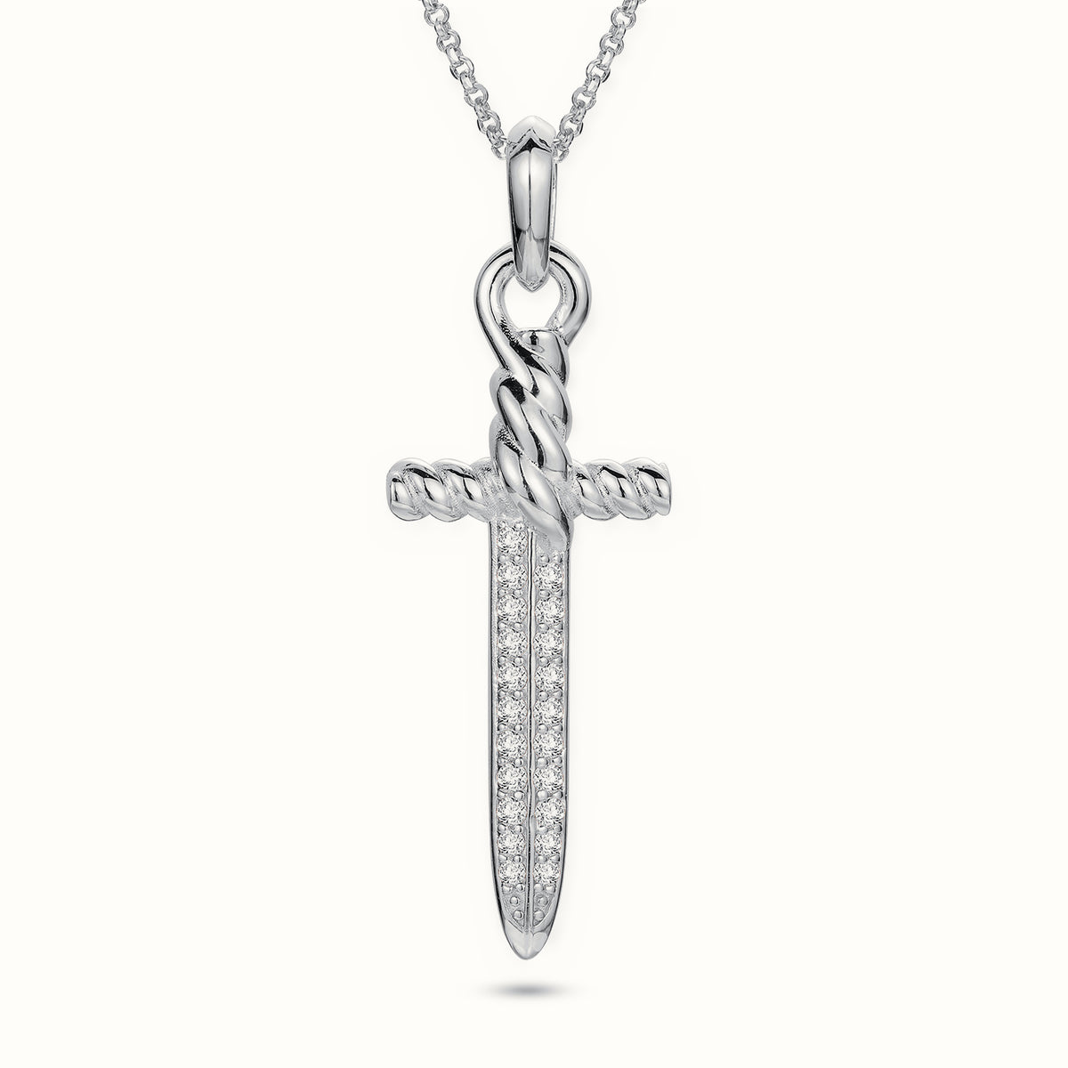 Sterling Silver CZ Set Vintage Sword Pendant – APD194