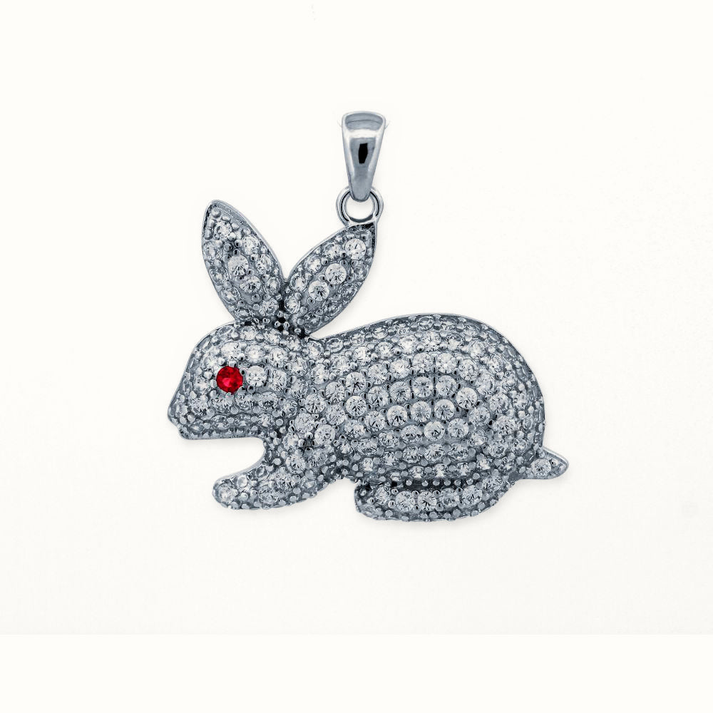 Sterling Silver CZ Set Rabbit Pendant – APD205