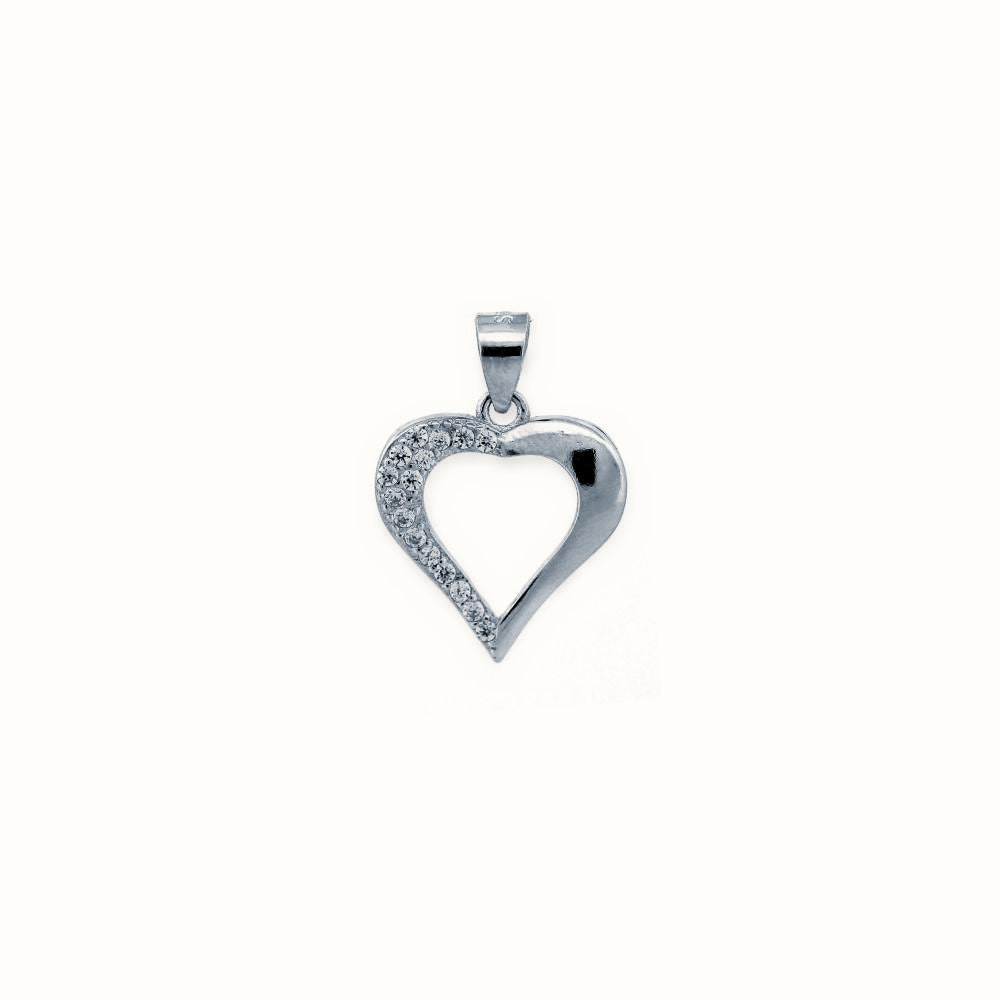 Sterling Silver CZ Set Heart pendant – APD207
