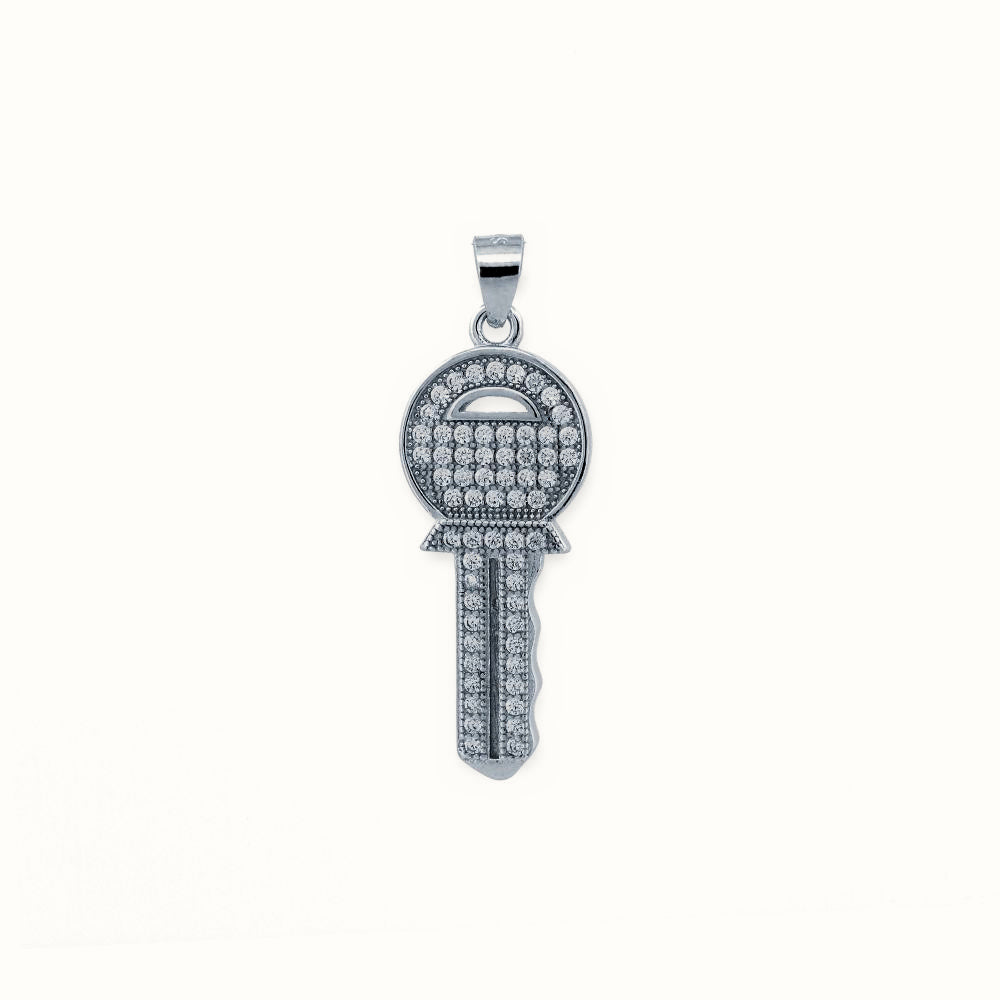 Sterling Silver CZ Set Key Pendant – APD209