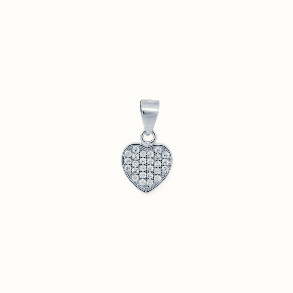 Sterling Silver CZ Set Heart Pendant – APD212