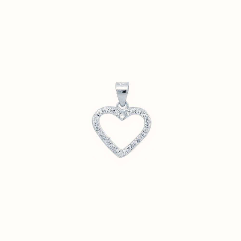 Sterling Silver CZ Set Heart Pendant – APD213