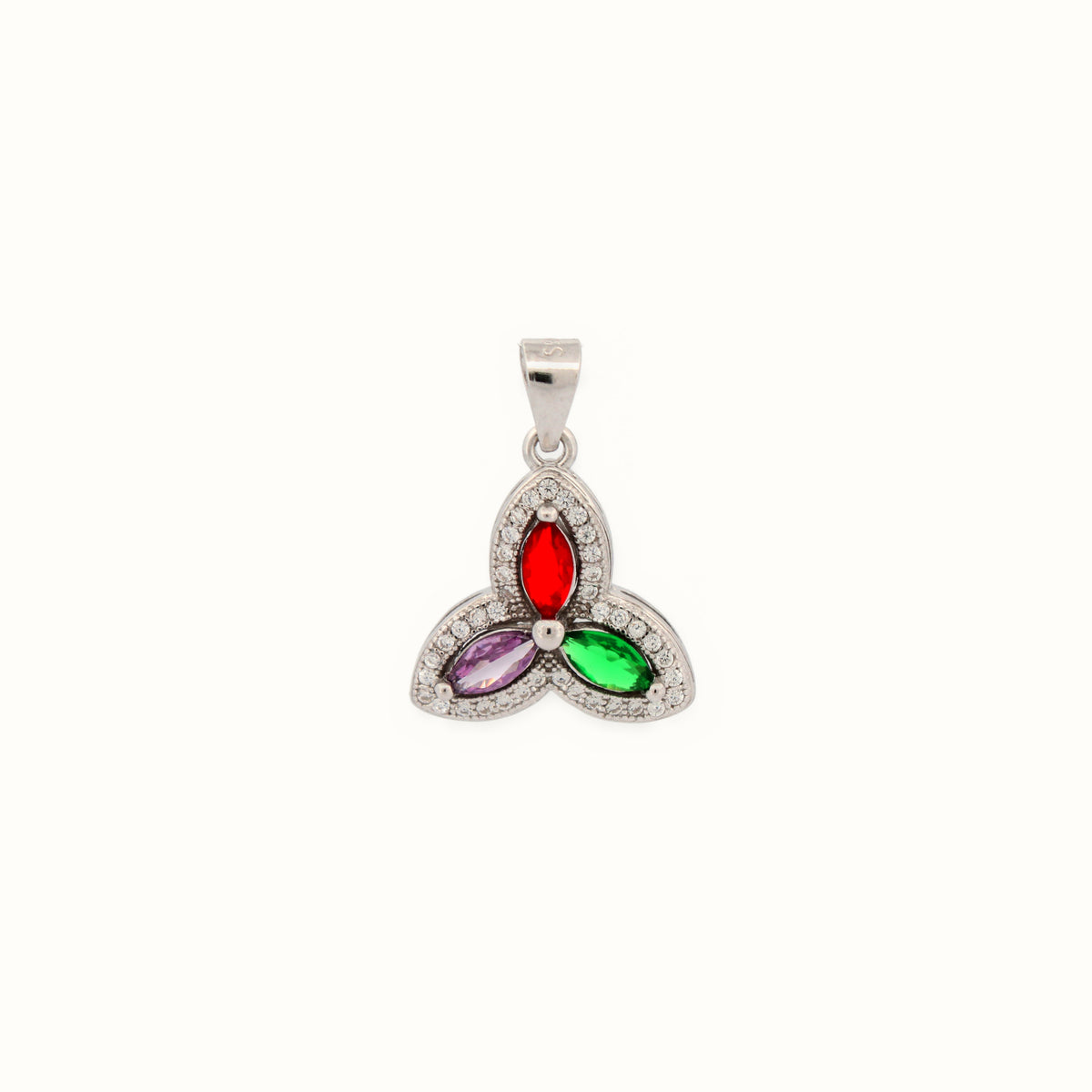 Sterling Silver Multi Col CZ Flower Pendant – APD224