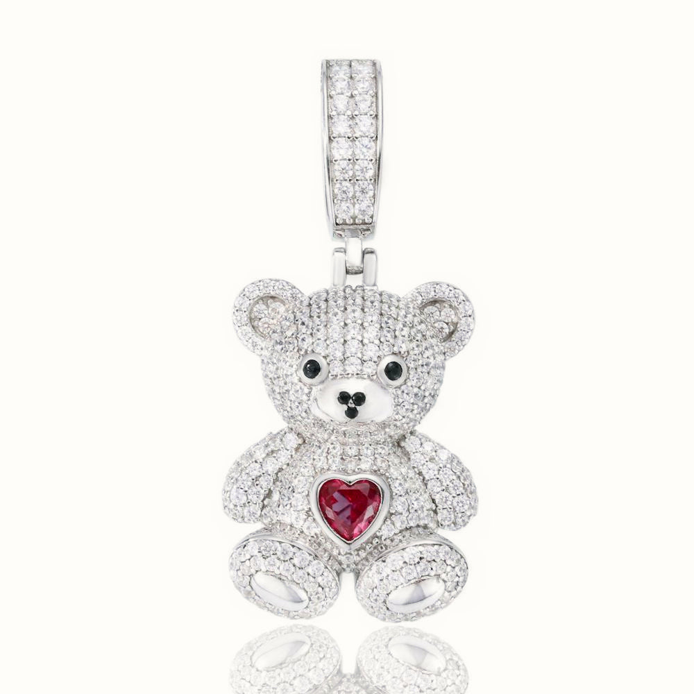Sterling Silver CZ Set Teddy Pendant – APD237