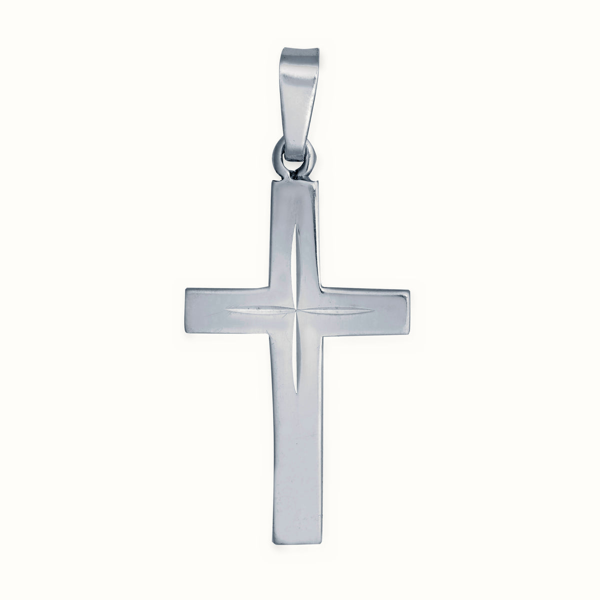 Sterling Silver Stamped Diamond Cut Cross – APX029