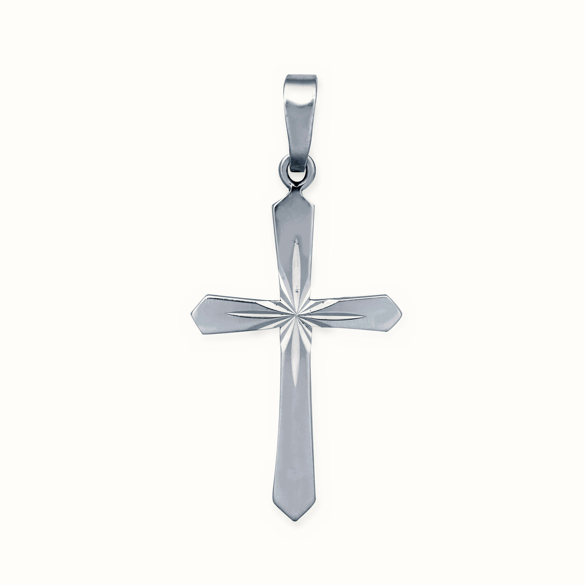 Sterling Silver Stamped Diamond Cut Cross – APX031