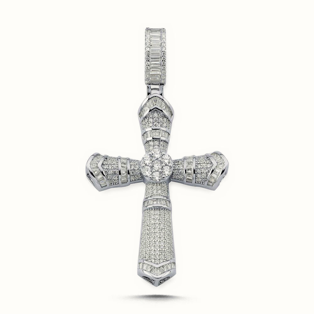 Sterling Silver Large CZ Brilliant Cut Cross – APX036