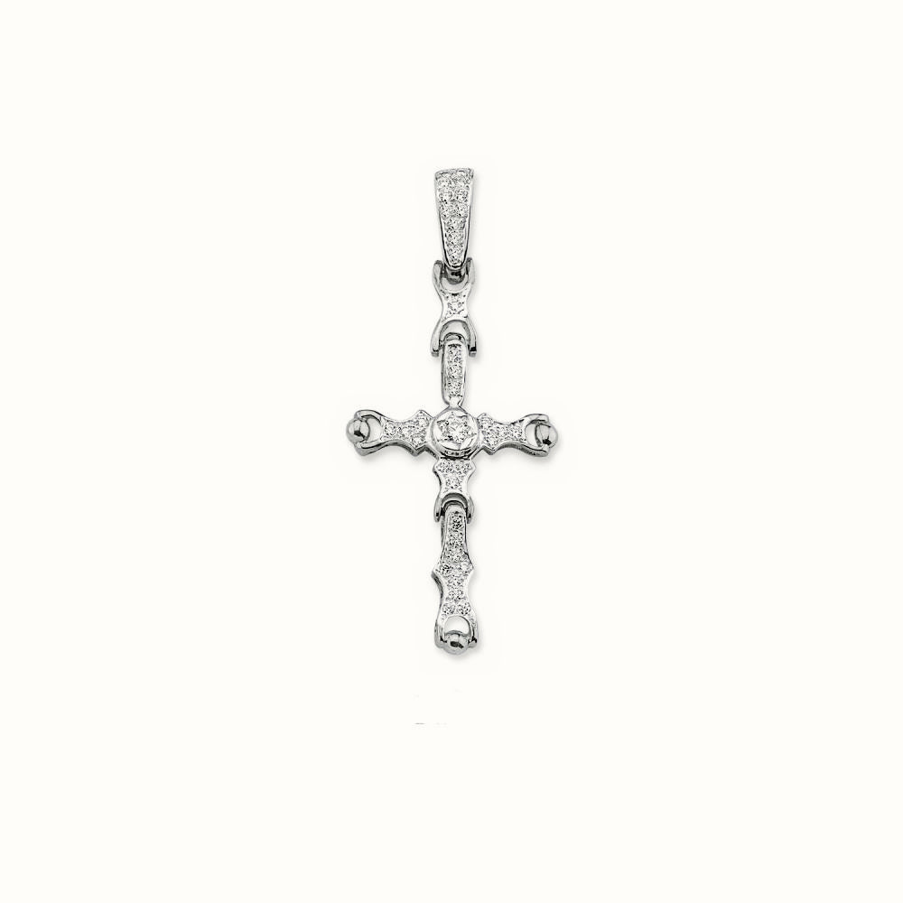 Sterling Silver Large CZ Brilliant Cut Cross – APX038