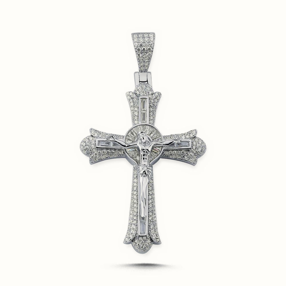 Sterling Silver Large CZ Brilliant Cut Crucifix – APX039