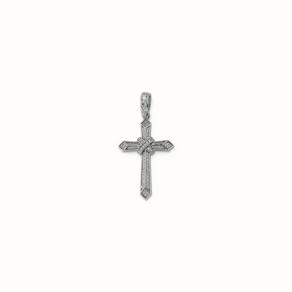 Sterling Silver Large CZ Brilliant Cut Cross – APX044