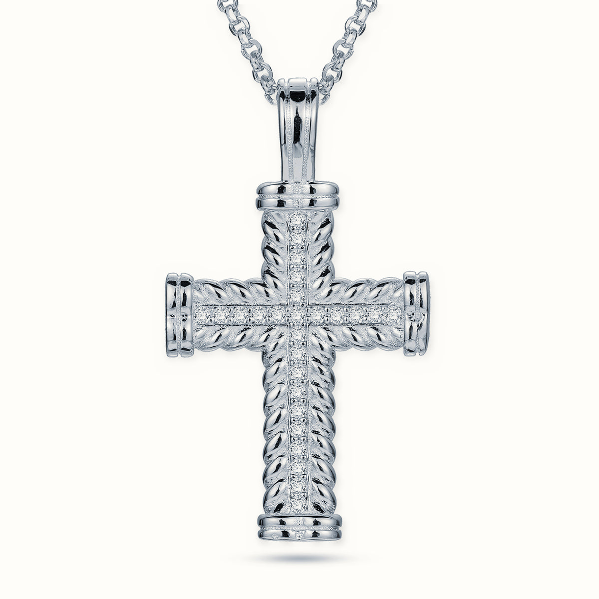 Sterling Silver CZ Set Cross – APX053
