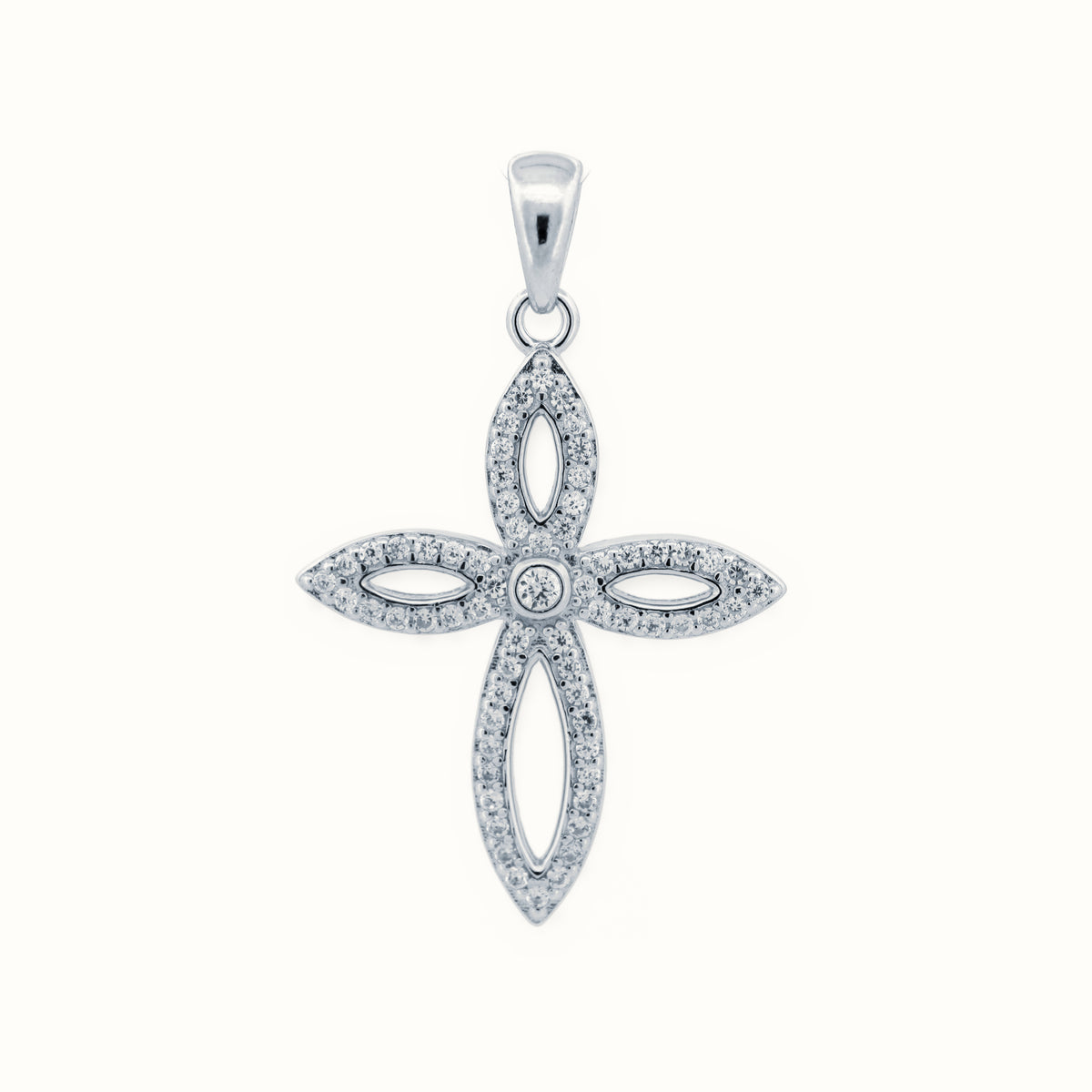 Sterling Silver CZ Set Cross – APX054