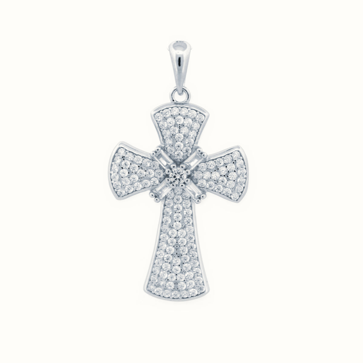 Sterling Silver CZ Set Cross – APX056