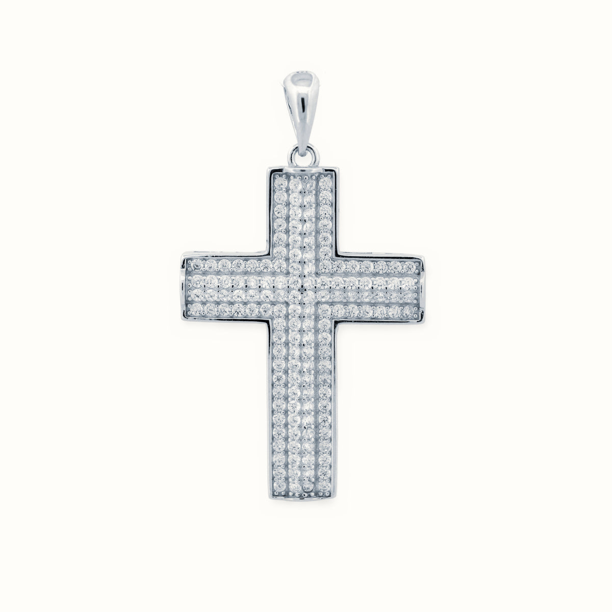 Sterling Silver CZ Set Cross – APX058