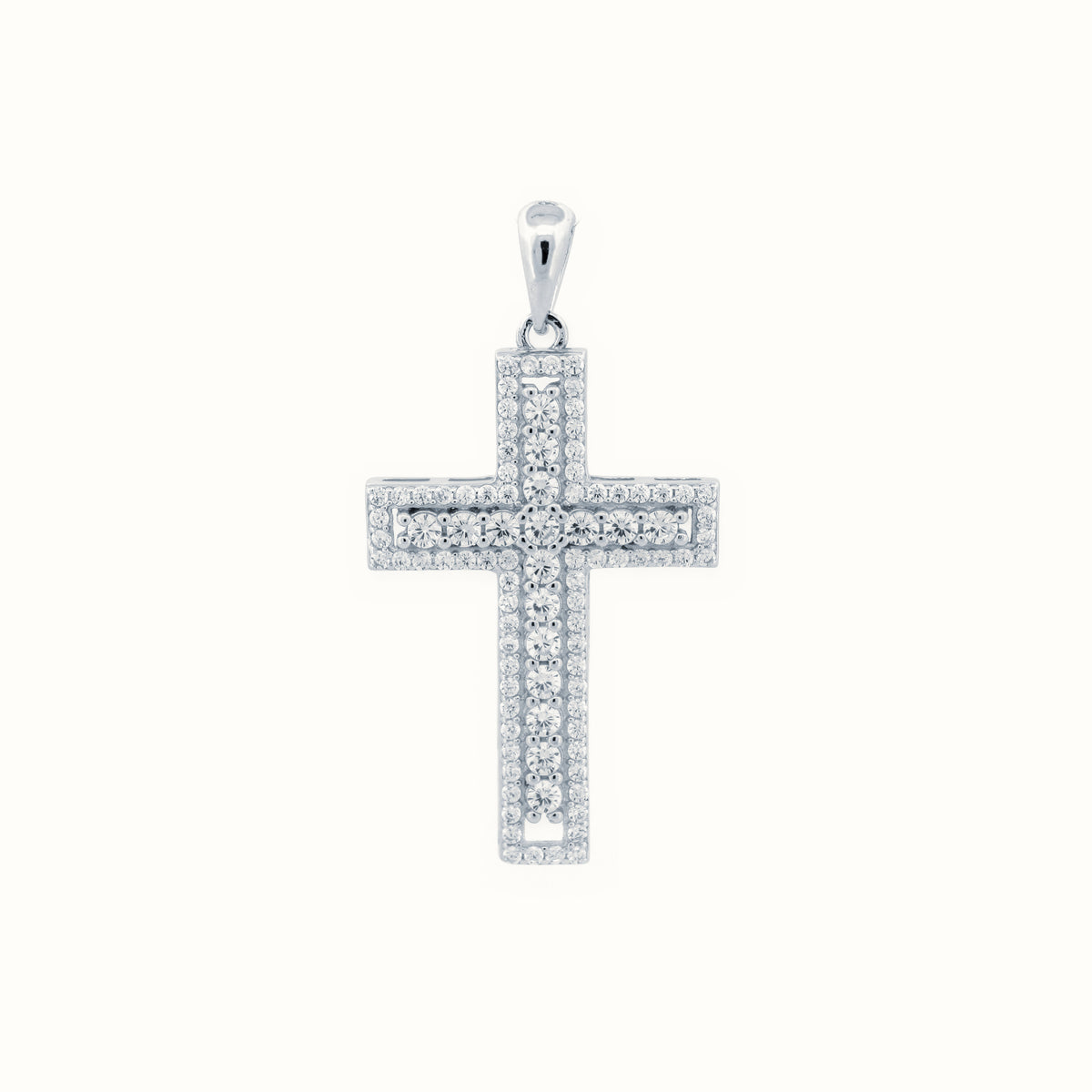 Sterling Silver CZ Set Cross – APX060