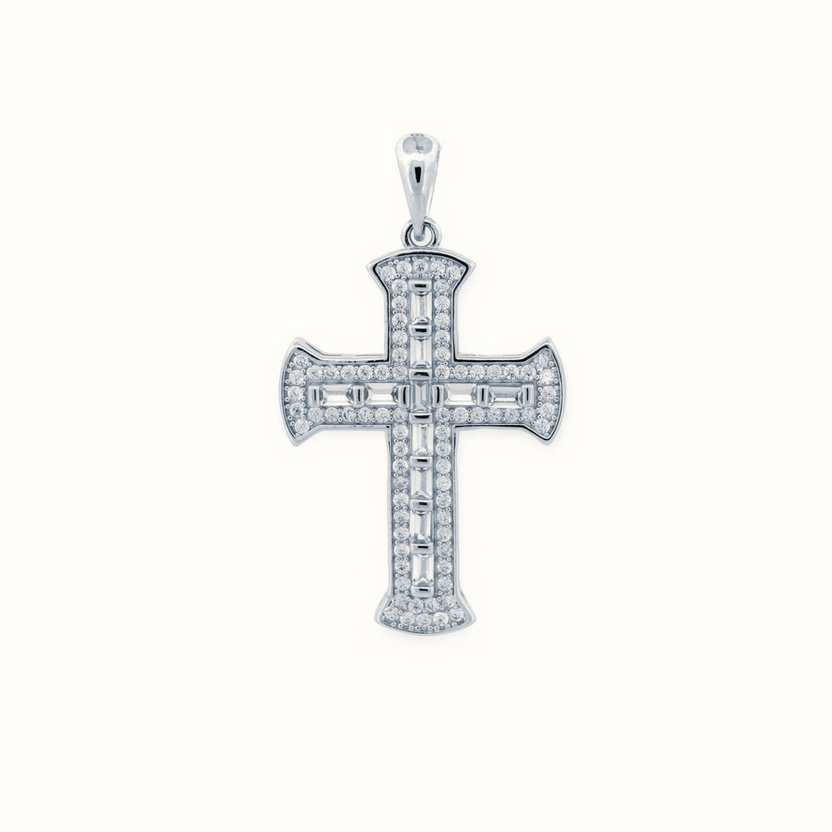 Sterling Silver CZ Set Cross – APX061