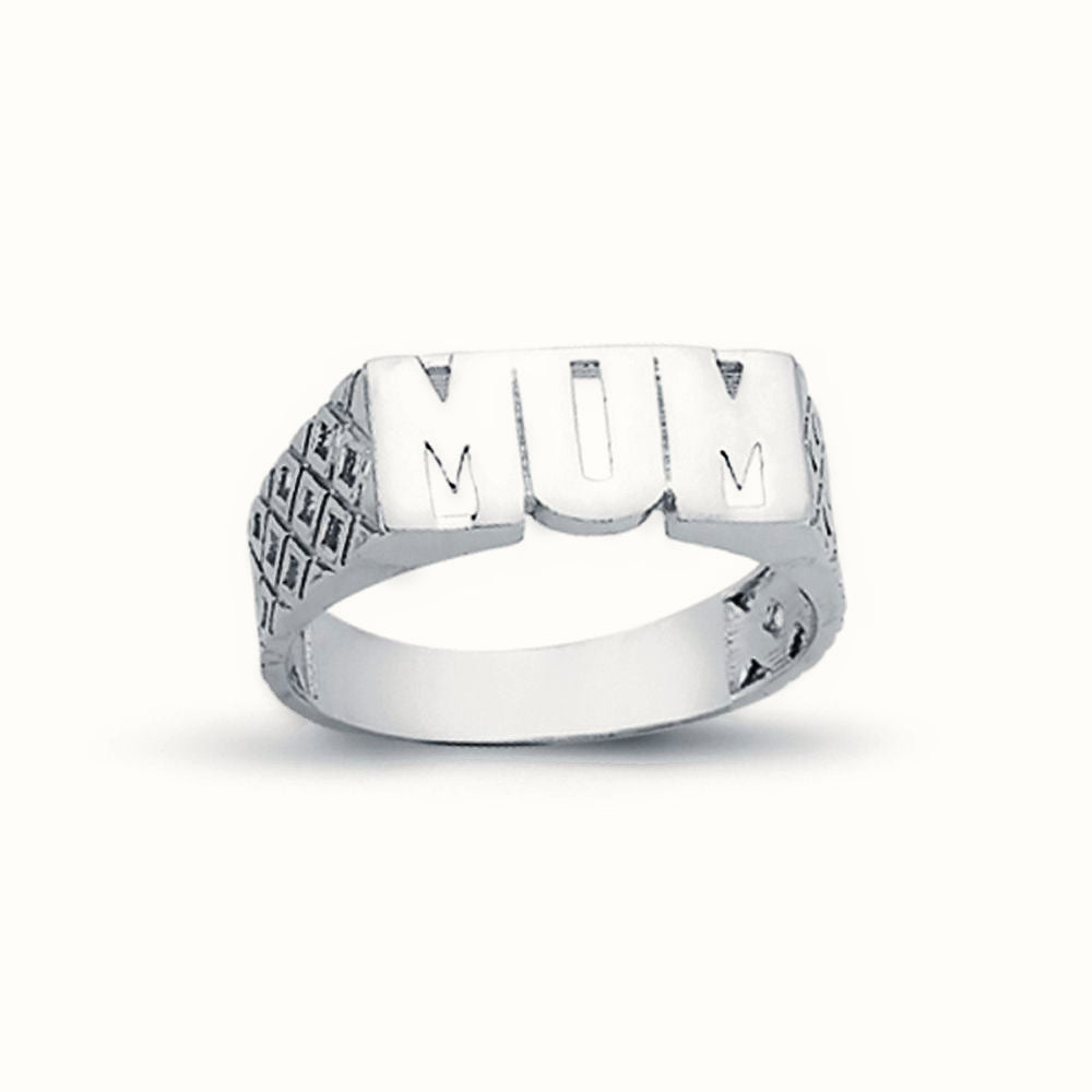 Sterling Silver Mum Ring Filligree Shoulders – ARN023