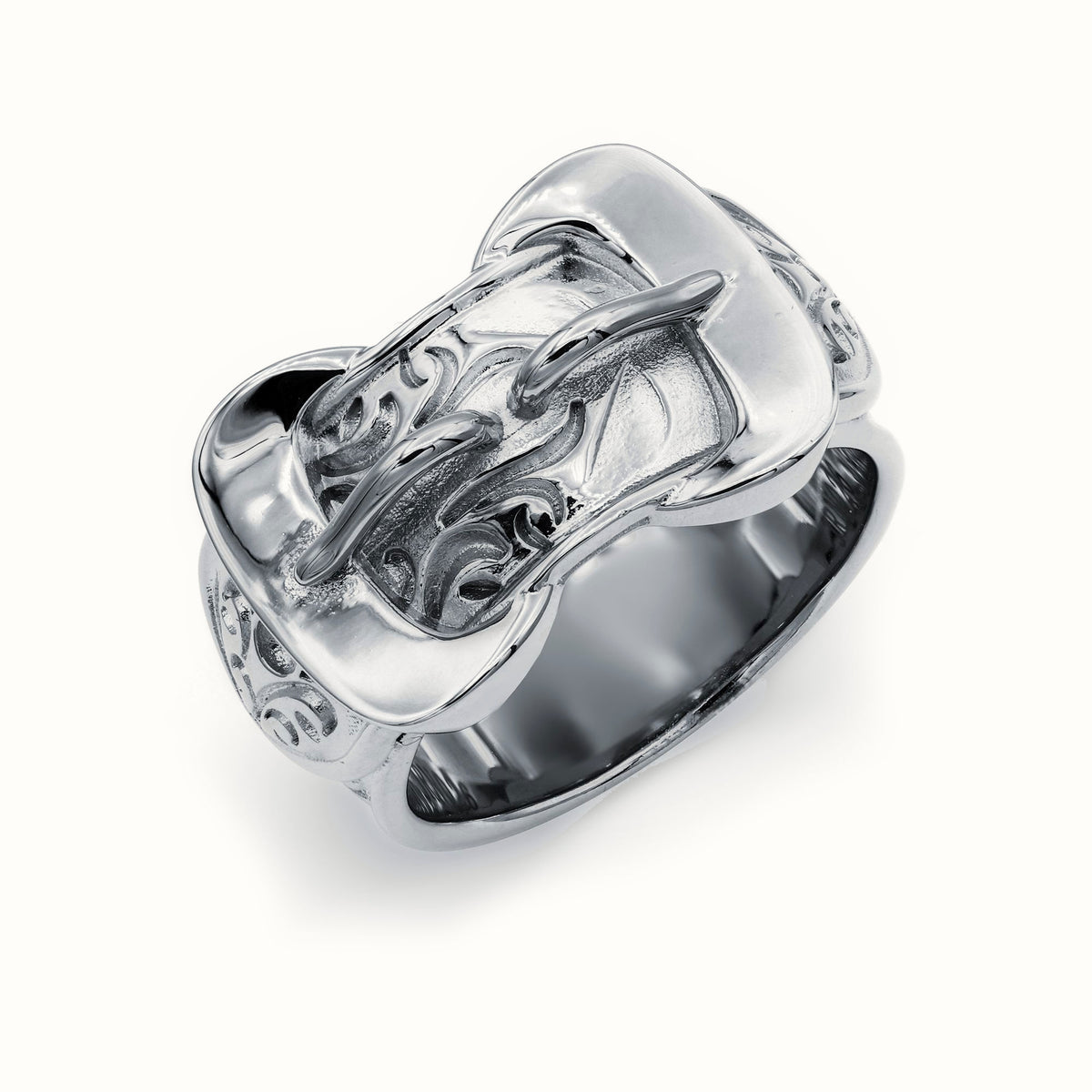 Sterling Silver Double Buckle Ring – ARN095