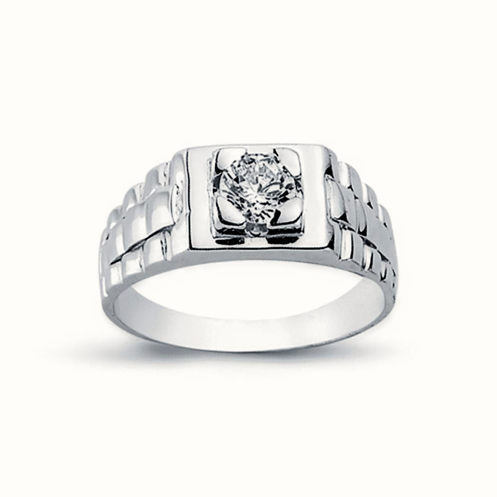 Sterling Silver CZ Set Solitaire Ring Watch Bracelet Shoulders – ARN110