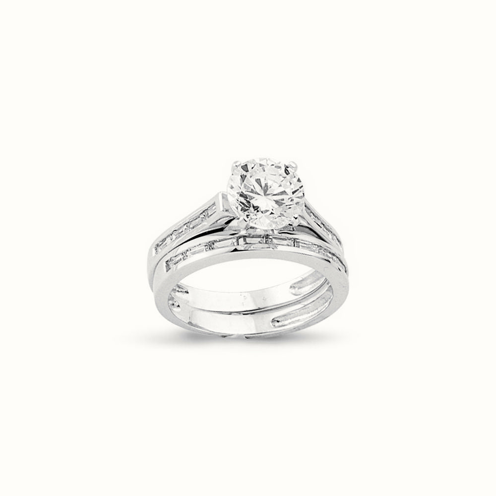 Sterling Silver CZ RBC and Half ET Set Rings – ARN149