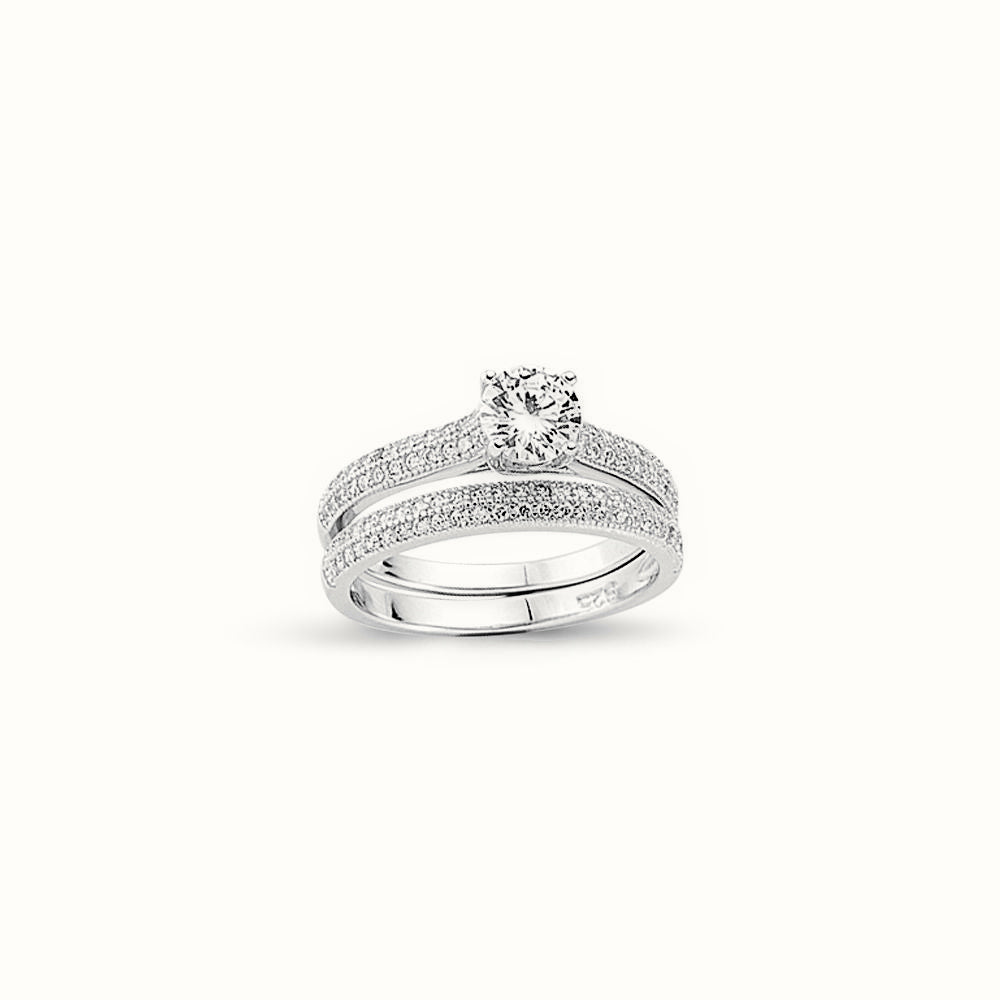 Sterling Silver CZ RBC and Half ET Set Rings – ARN150