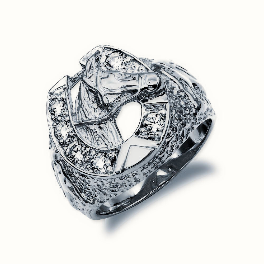 Sterling Silver CZ Set Horseshoe Ring – ARN169