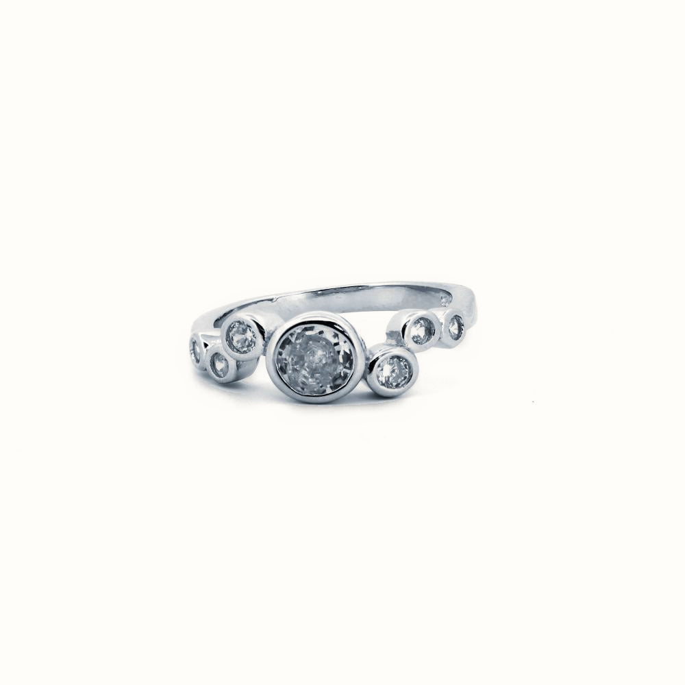 Sterling Silver Rhodium CZ Set Dress Ring – ARN175