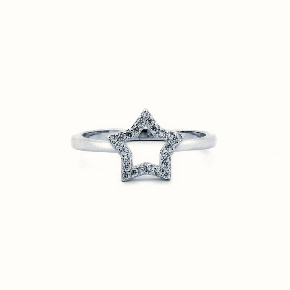 Sterling Silver Rhodium CZ Set Dress Ring – ARN185