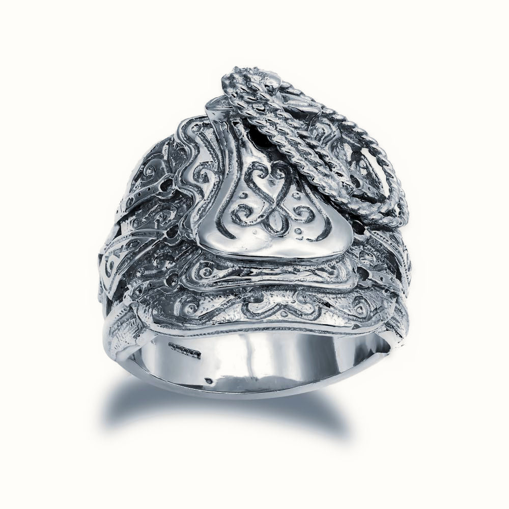 Sterling Silver hand finished heavy weight saddle ring – ARN204