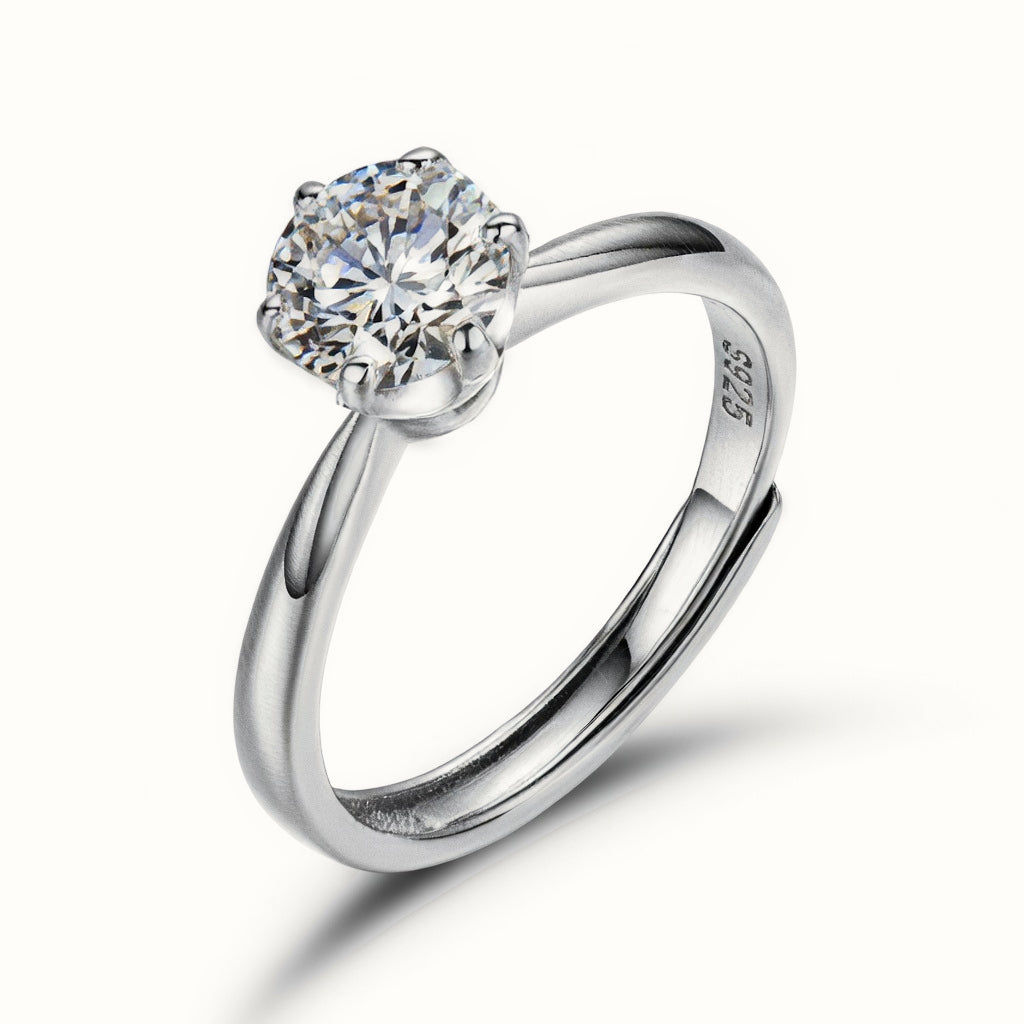 Sterling Silver 6.5mm CZ Set Adjustable Solitaire Ring – ARN206B