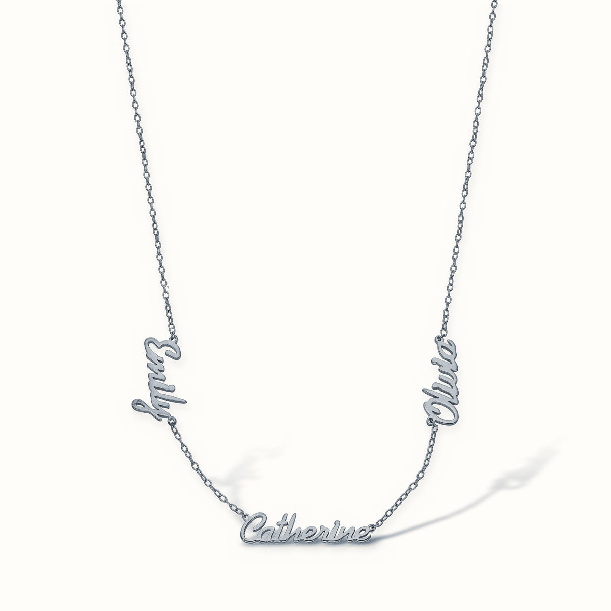 Sterling Silver Personalised Nameplate with 3 names + 16" Chain – SNP030