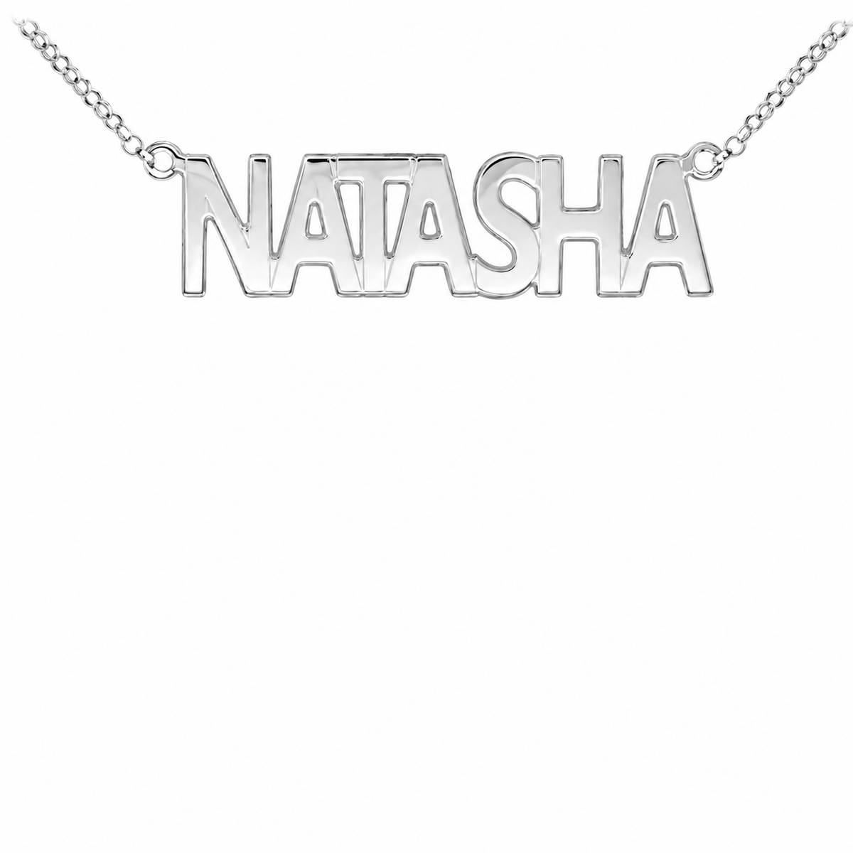 Sterling Silver Capital Block Nameplate with Chain - SNP004