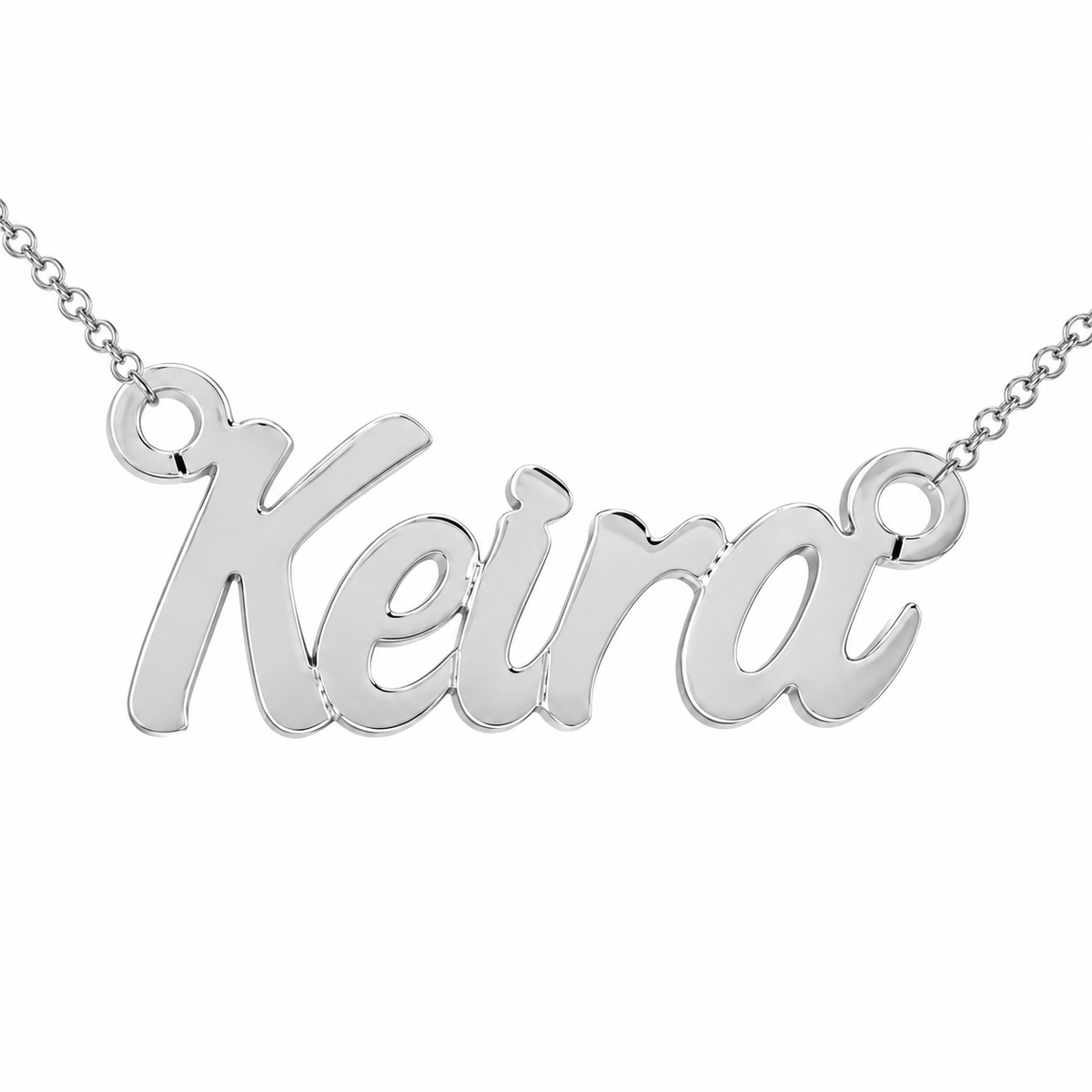Sterling Silver Bold Italic Nameplate with Chain - SNP011