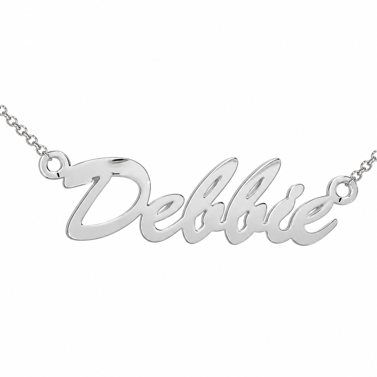 Sterling Silver Sweeping Script Nameplate with Chain - SNP012
