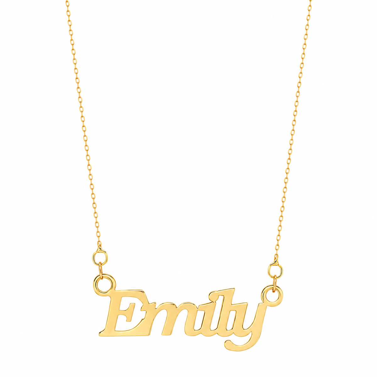 9ct yellow gold italic personalised nameplate necklace