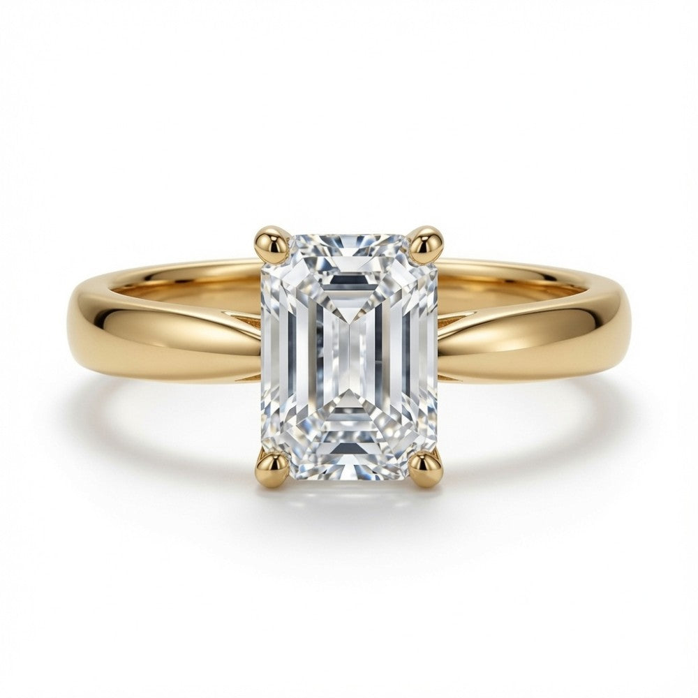 9ct yellow gold 1.00ct lab-grown diamond emerald-cut solitaire ring