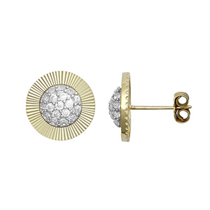 9ct Gold Presidential-Style CZ Stud Earrings
