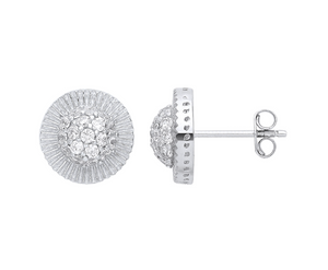 9ct Gold Presidential-Style CZ Stud Earrings
