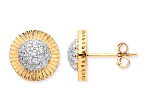 9ct Gold Presidential-Style CZ Stud Earrings