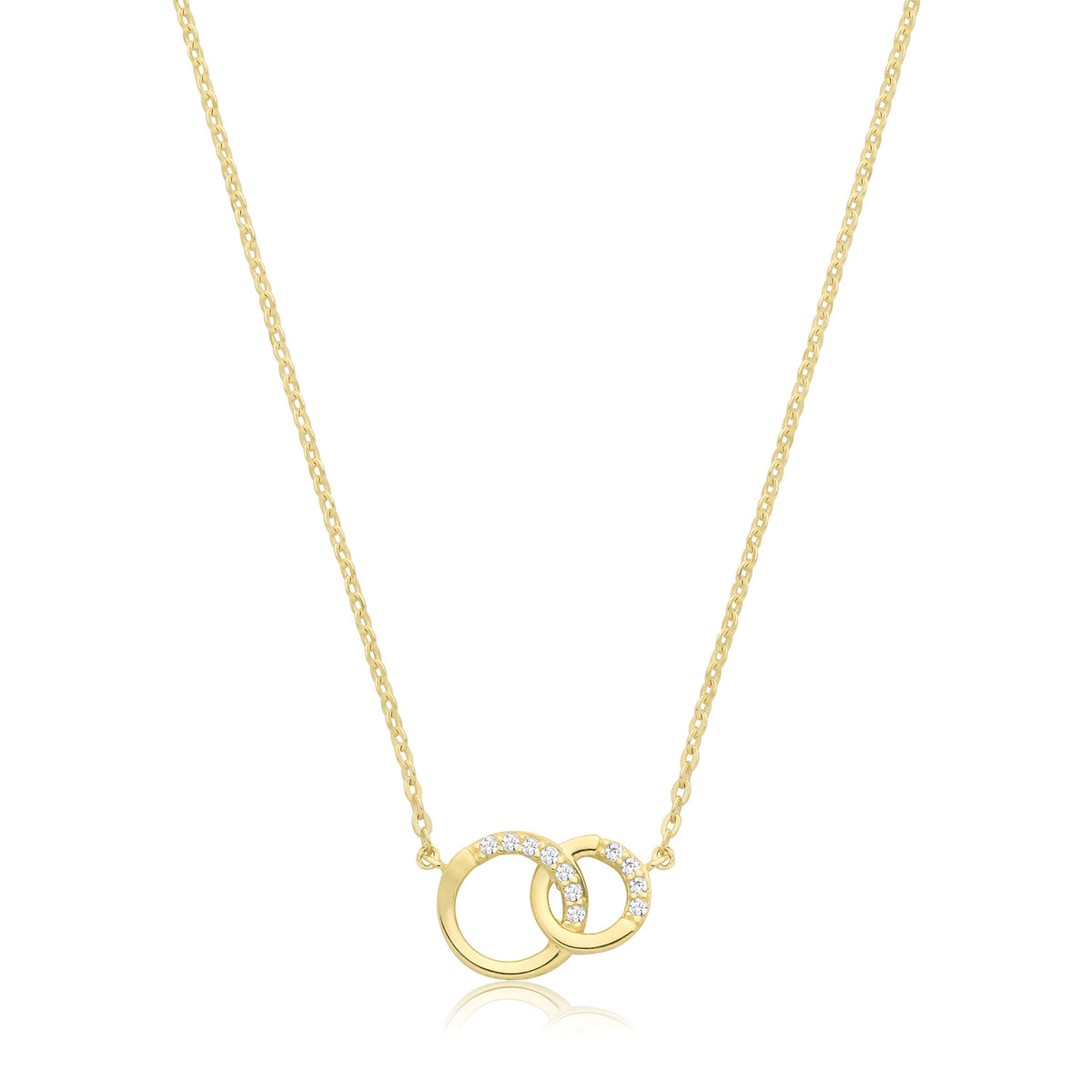 9ct Yellow Gold CZ Interlocking Circle Necklet - NK1616