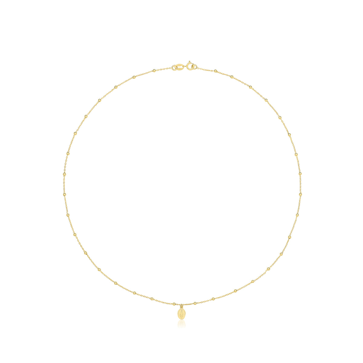 9ct Yellow Gold 16" Beaded Necklet With Miraculous - NK437