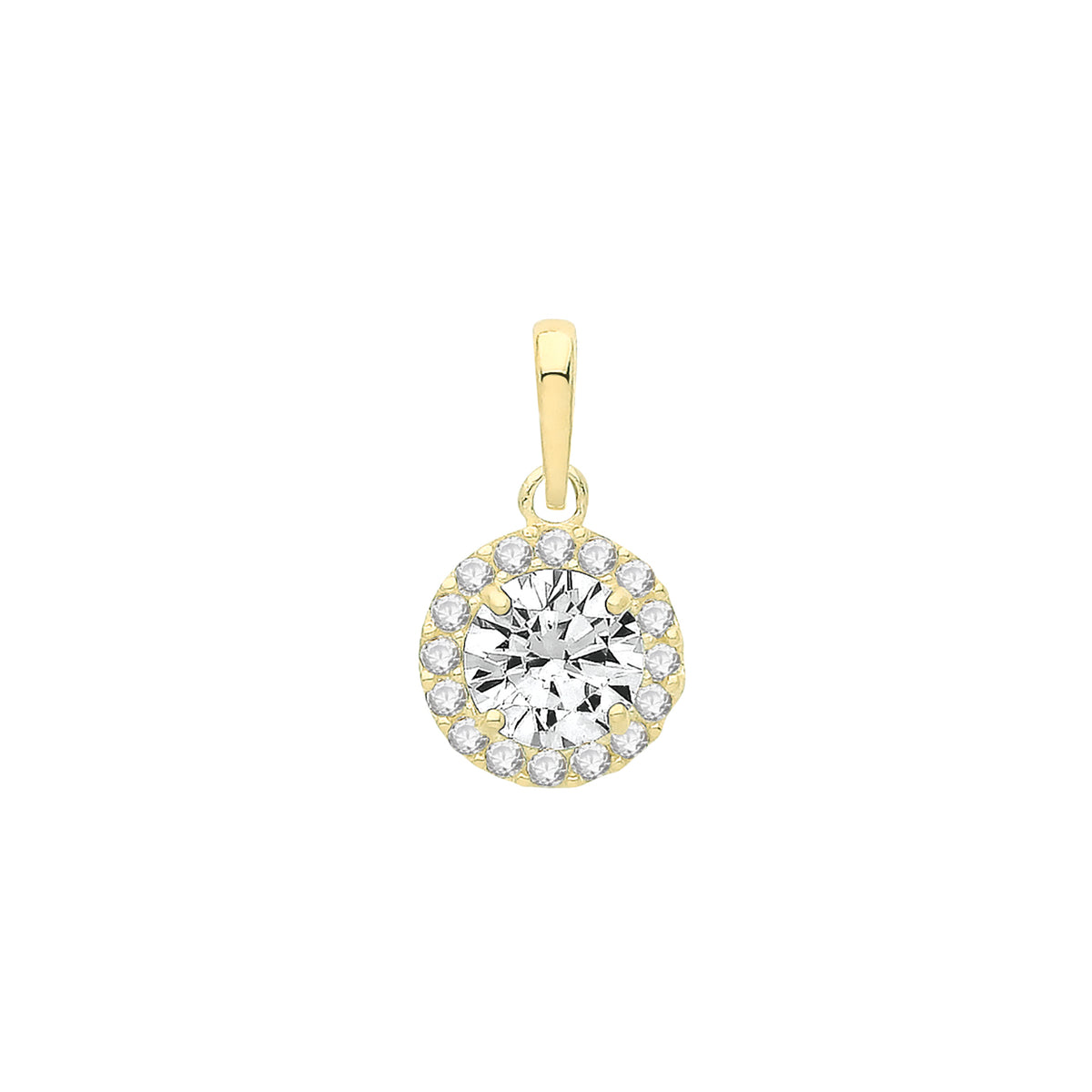 9ct Gold Round CZ Cluster Pendant - PN1241