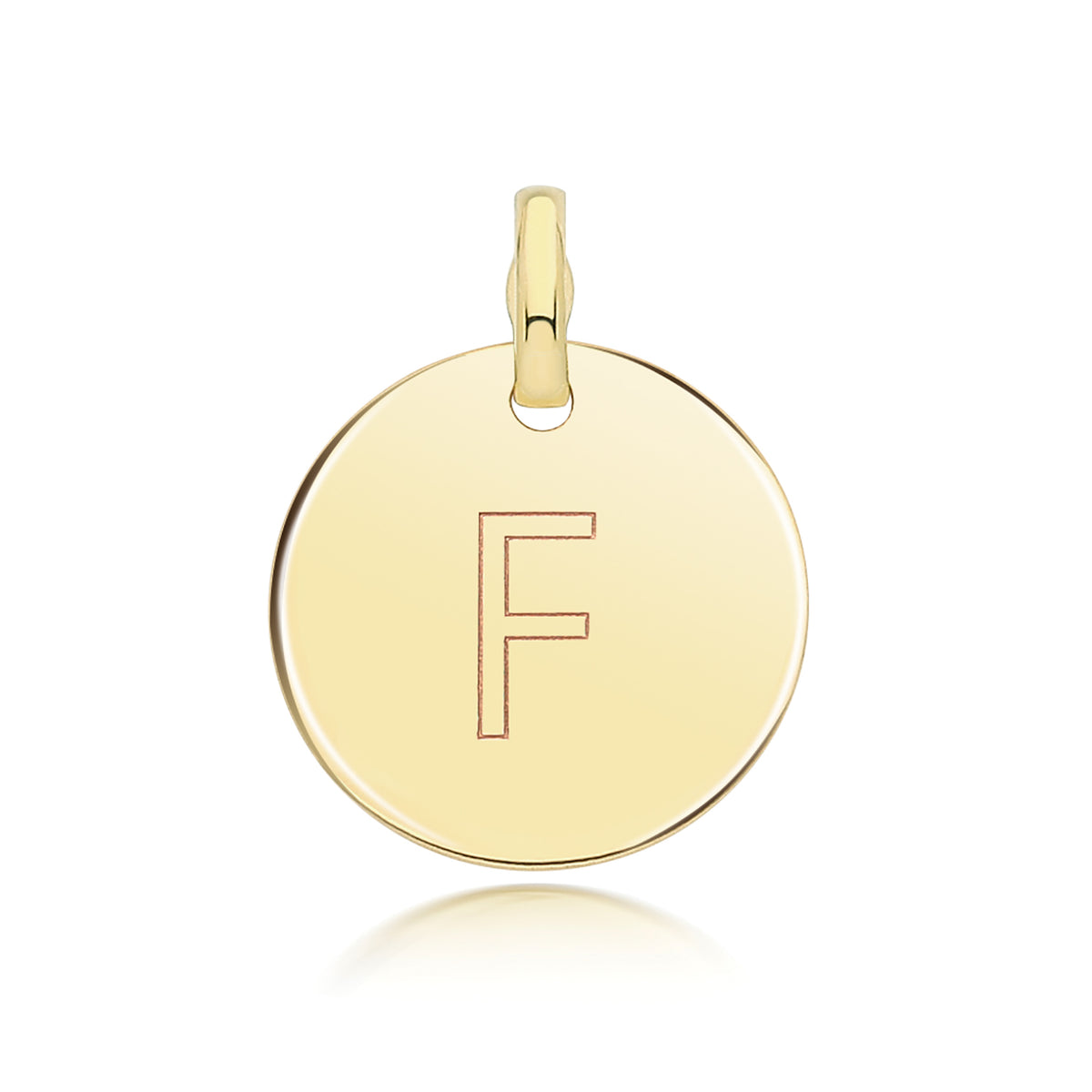 9ct Gold Round Plain Initial Pendant - PN1280