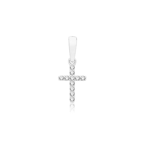 9ct Gold CZ Cross Pendant - PN1307W