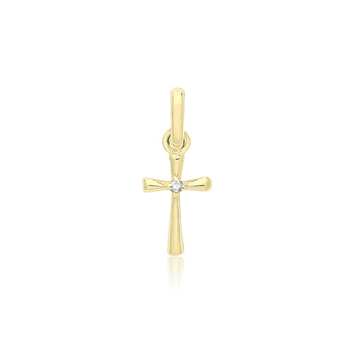 9ct Gold Cross Pendant With CZ - PN1345