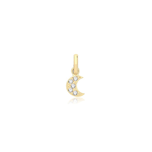 9ct Gold CZ Moon Pendant - PN1350